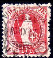 STEHENDE HELVETIA 1908 GESTEMPELT 91C ERHALT SIEHE SCAN -J22