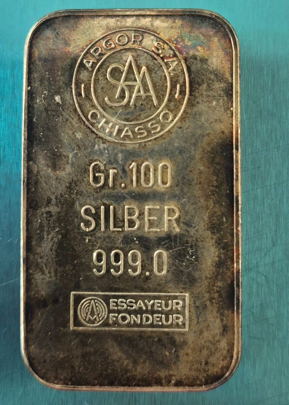 Metalli preziosi: 100 Gramm Argor Silberbarren  ab 1 Fr. !! – Usato da Luzern venduto da Vreneli_1