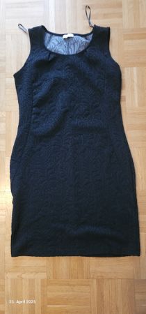 Elegantes, schwarzes Kleid mit Strukturmuster, Grösse 38/M