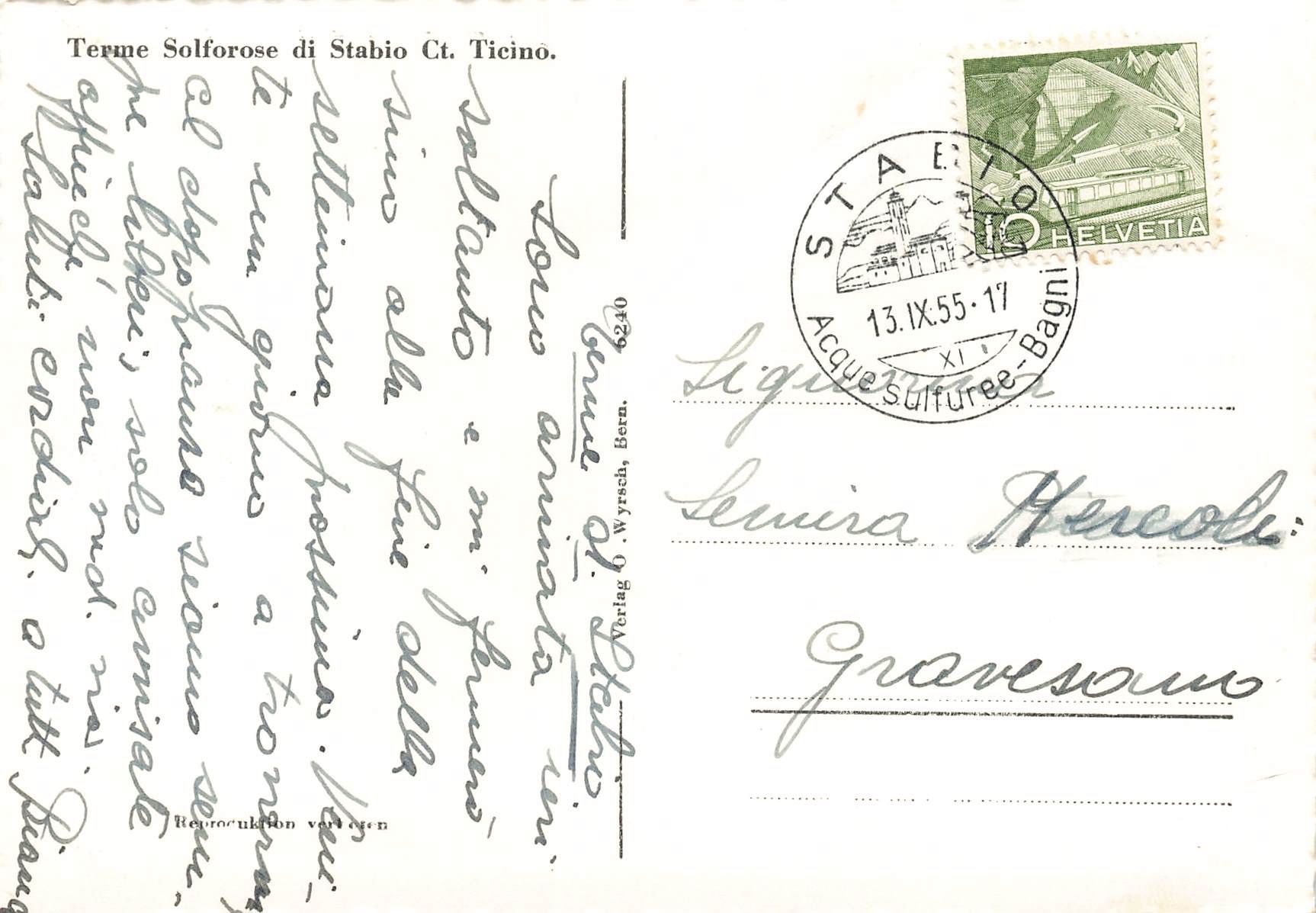 Cartoline postali: Terme solforose stabio G – Usato da Biasca venduto da Blenio71 1