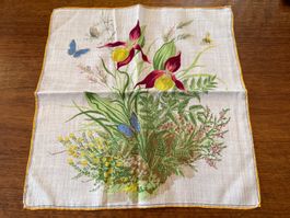Taschentuch mit Blumen und Schmetterlingen Motiv