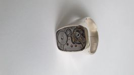 Silberring mit mechanischen Uhrwerk hand made