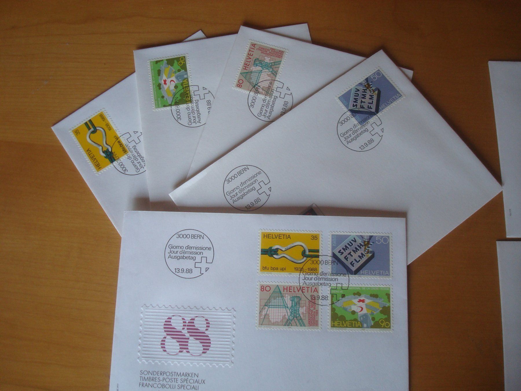 Alle Briefmarken: CH 1988 FDC Serie einzeln  4er – Gebraucht aus Gordola von Polentaefung 1