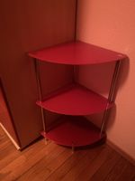 Rotes Eckregal mit drei Glasböden - Top Zustand!