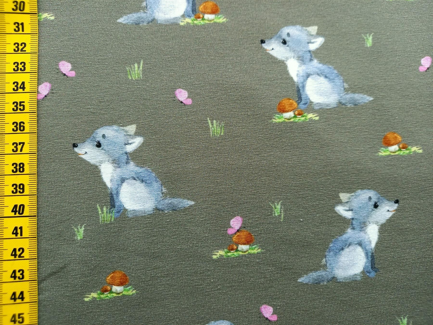 Tessuti: Jersey Wölfli dunkeloliv – Nuovo e nell'imballaggio originale da Winterthur venduto da Kimbana