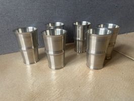 Lot de 6 verres en étain gravé "étain pur 95%"