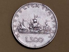 Italien 500 Lire "Caravelle" 1958 Silber