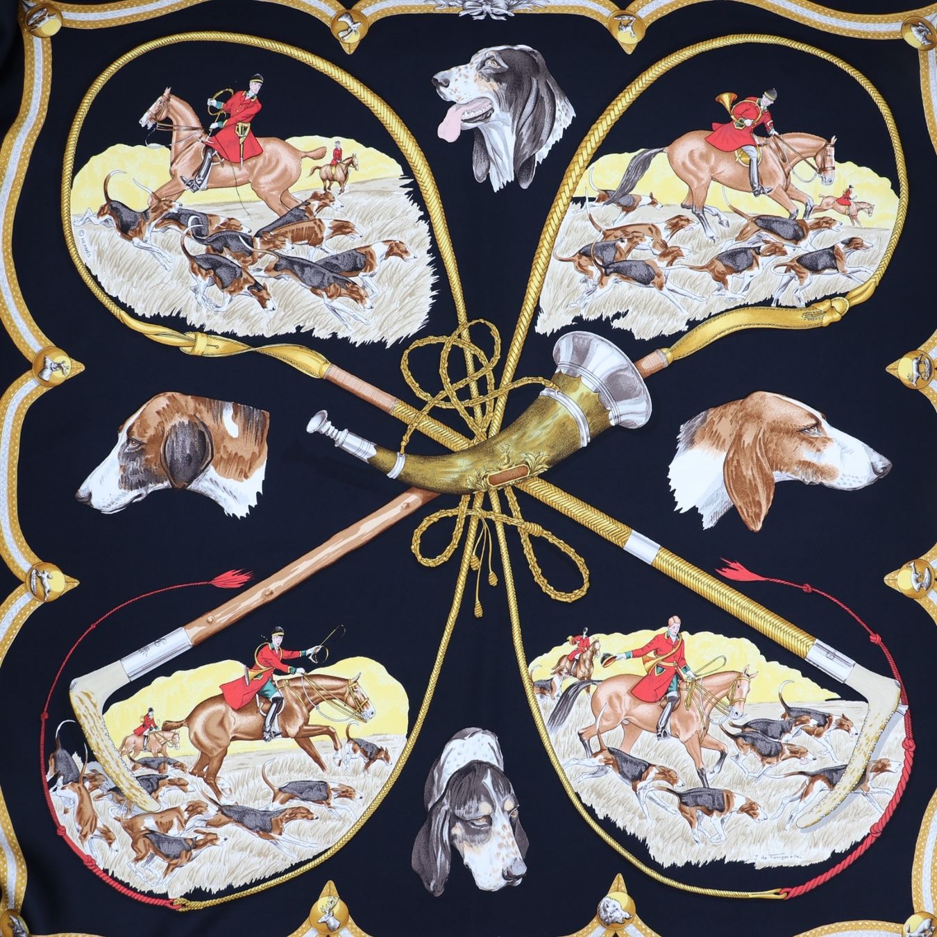 Hermès Foulard & Sciarpe: Hermès Carré "Laisser courre" schwarz – Usato da Binningen venduto da Designerlabels 4