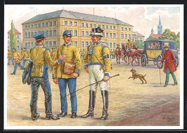 Cancelleria postale: Dresden, Sächs. Briefträger und Postil – Usato da Berlin venduto da bartko-reher