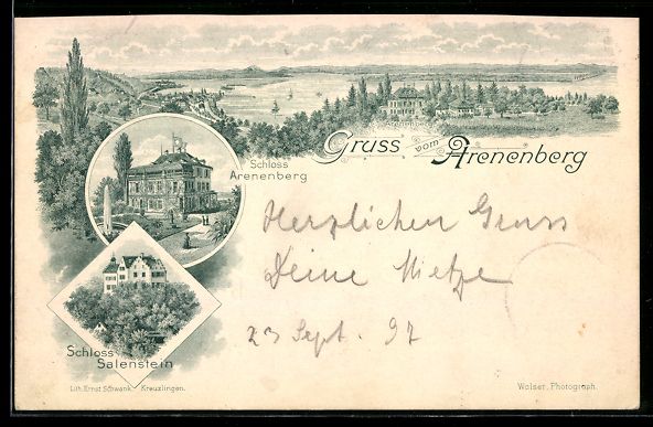 Cartoline postali: Litho Arenenberg, Schloss Arenenberg, Sc – Usato da Berlin venduto da bartko-reher