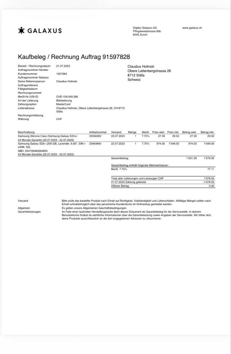 Samsung Handys / Smartphones: Samsung Galaxy S23 plus – Gebraucht aus Stäfa von clahol 4
