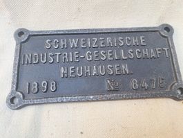 Antikes Schild Schweizer. Industrie-Gesellschaft 1898