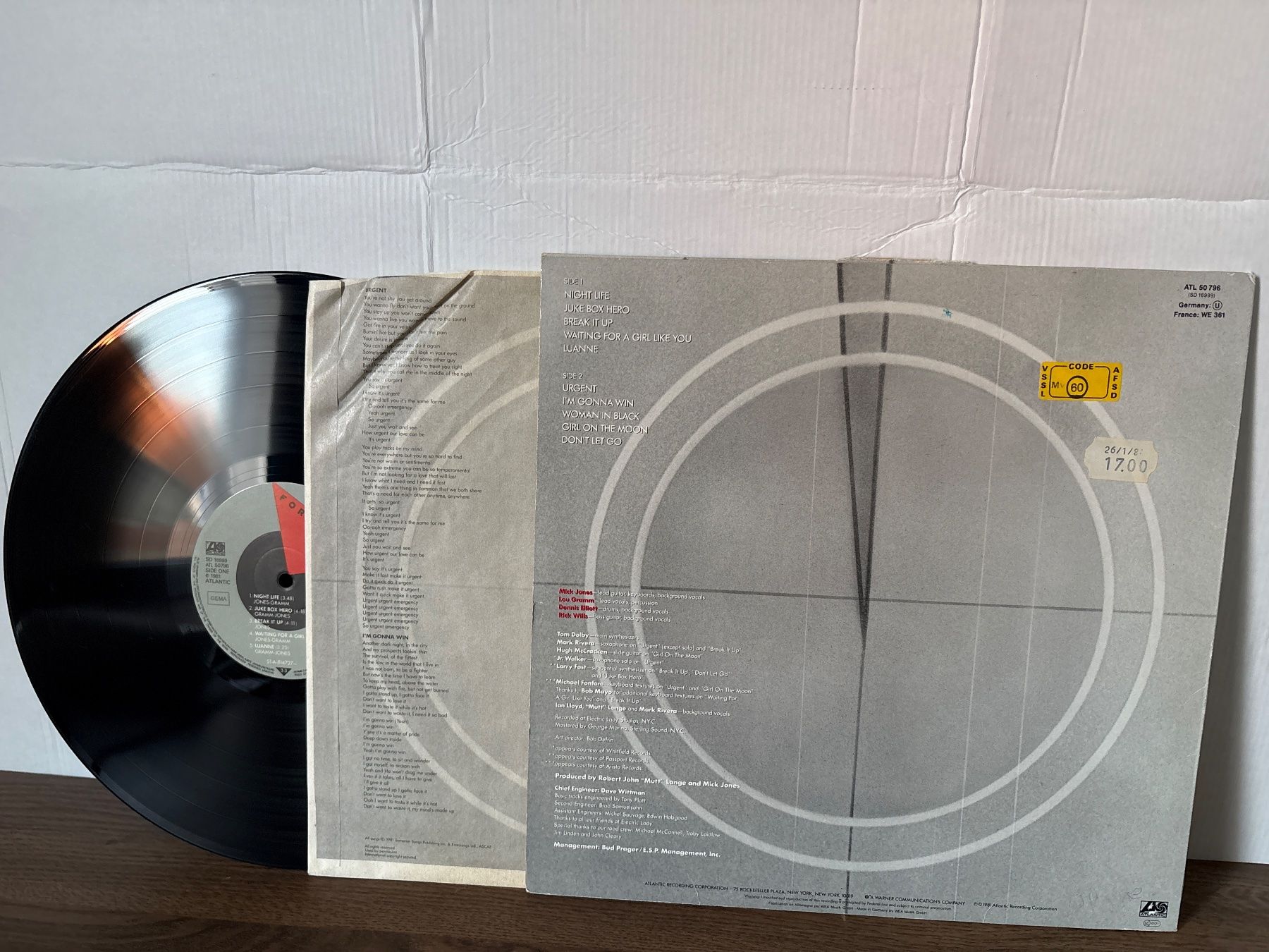 Vinyles: FOREIGNER - 4 - Schallplatte - ATLANTIC - 1981 – D'occasion à Andwil SG par Rainboli 1