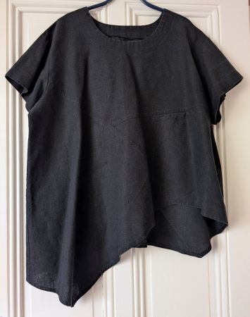 Tunique asymétrique A-Form en lin noir Lagenlook XL- XXL