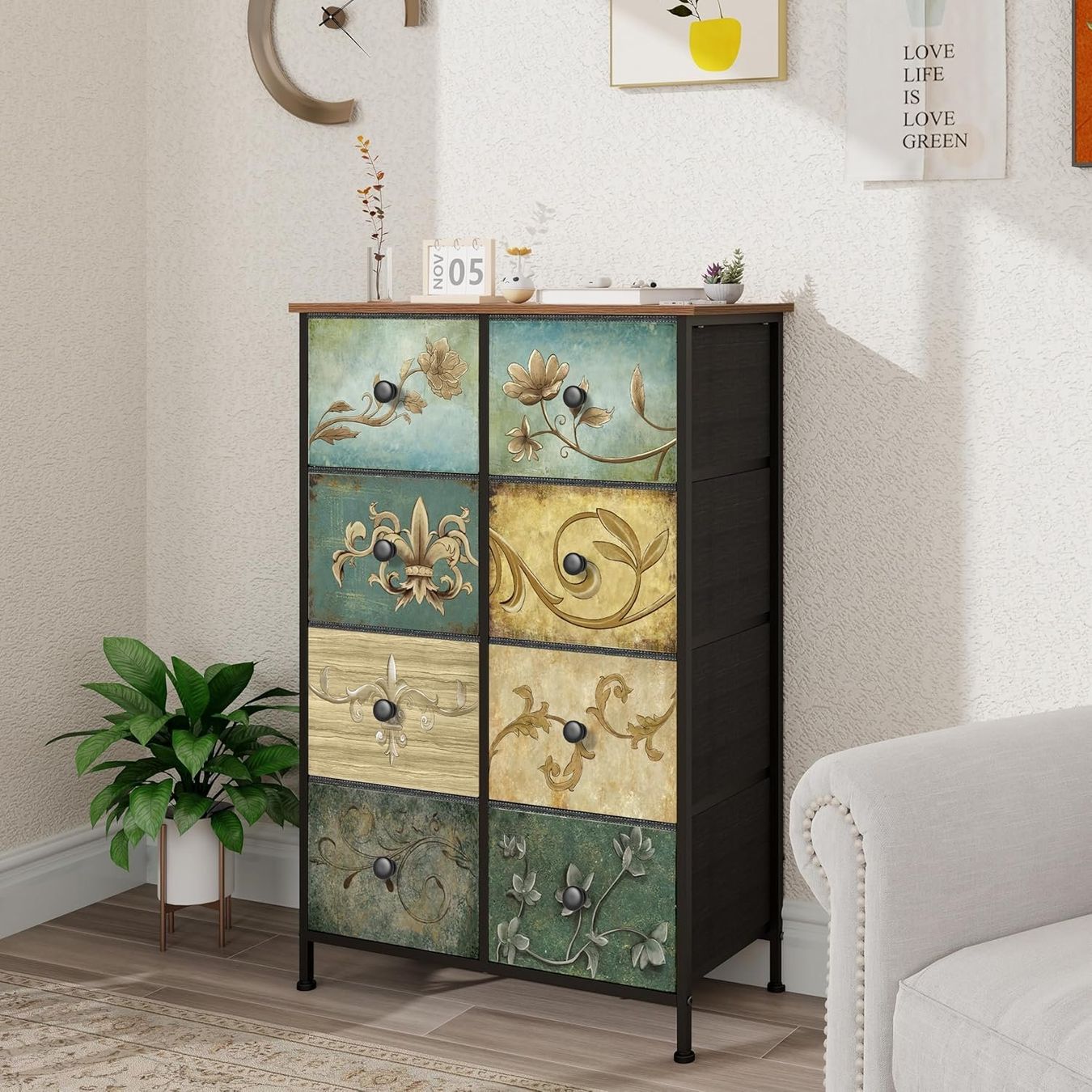 Cassettiere: Kommode mit 8 Stoffschubladen, böhmische Kommode, Vintage – Nuovo e nell'imballaggio originale da Affoltern am Albis venduto da scrapbooking 5