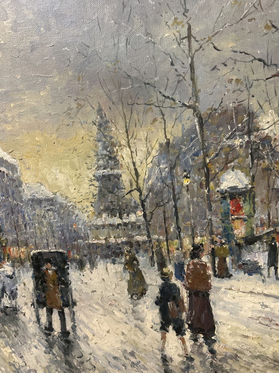 Dipinti: Winterliches Paris Ölgemälde Signiert, 60x50cm – Usato da Glarus venduto da KunstWerkEr-LS87 3