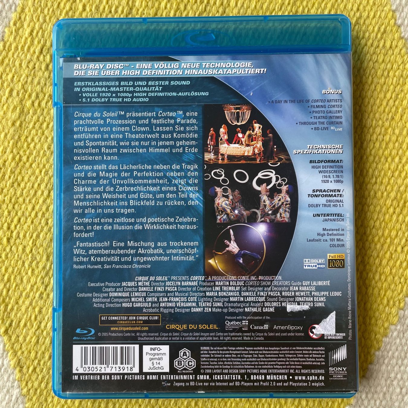 Alle DVDs: CIRQUE DU SOLEIL-BLU RAY CORTEO – Gebraucht aus Rorschacherberg von CD-Roli 1