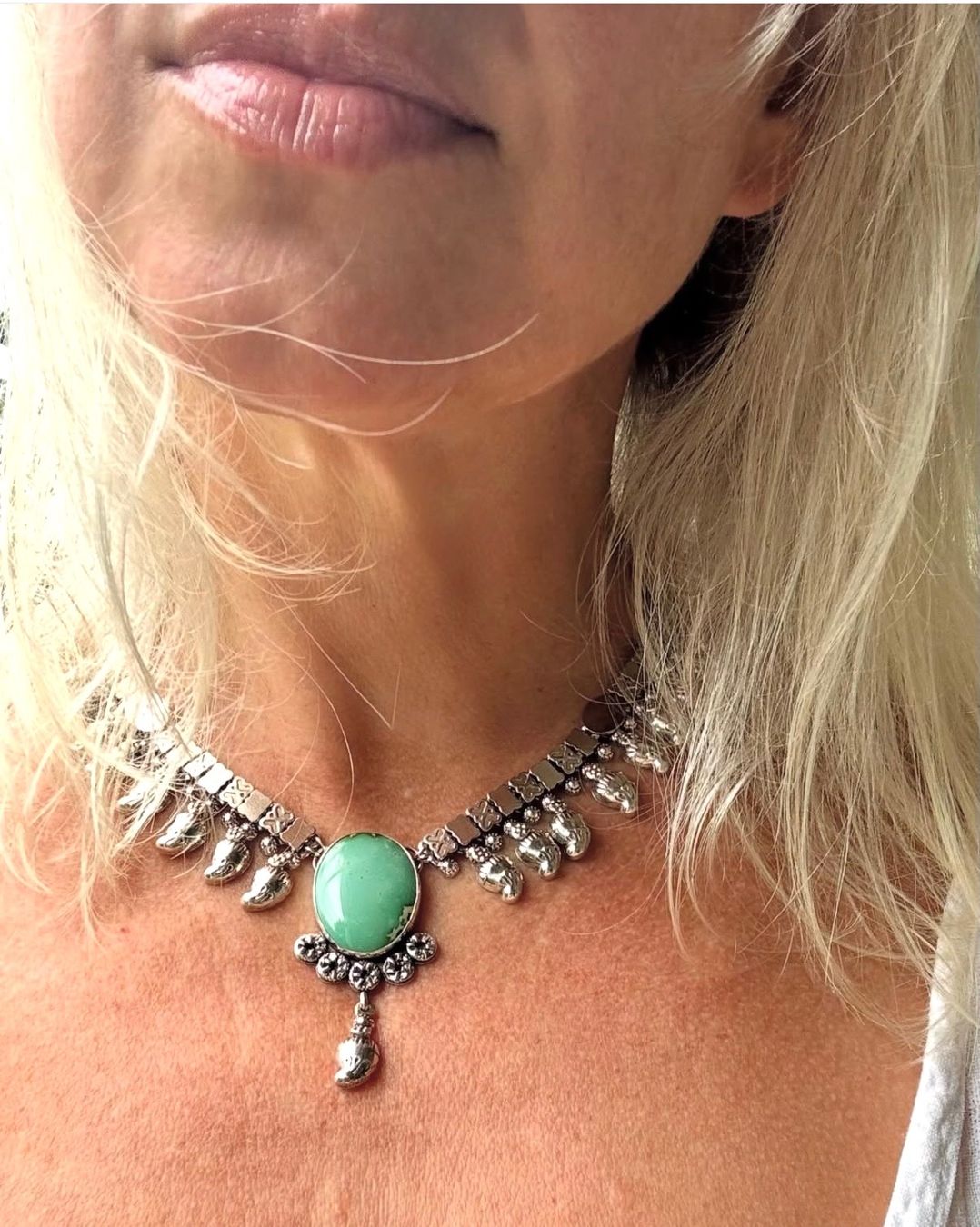 Catenine: Silber Collier mit Royston Türkis – Nuovo (secondo la descrizione) da Frauenfeld venduto da Scleo