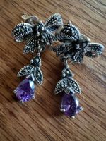 Ohrhänger, Silber mit Amethyst, viktorianisch