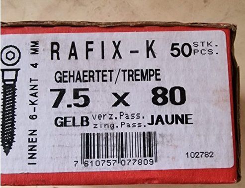 Rafix Schrauben 7,5×80 | Kaufen auf Ricardo