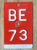 BE 73 - VELONUMMER - FAHRRADSCHILD - PLAQUE DE VELO - BE 73