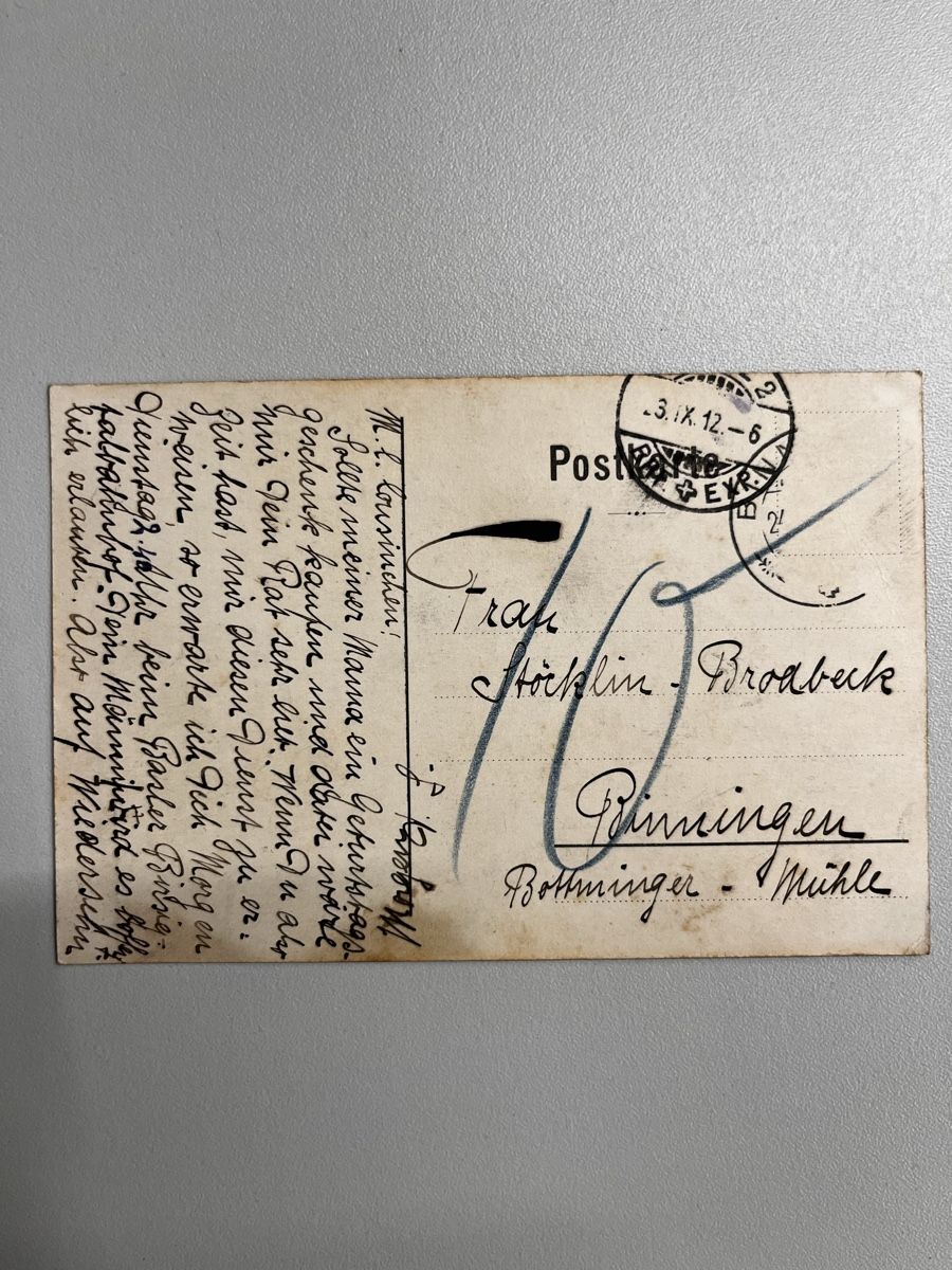 Cartoline postali: Gleaufene Ansichtskarte von ca 1912 - Kunstkarte – Usato da Muttenz venduto da Totkel 1