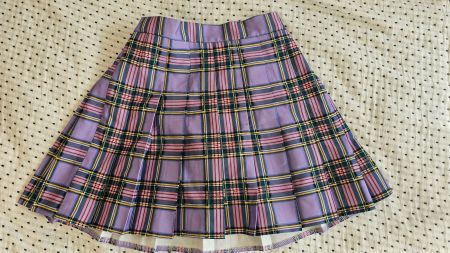 Jupe-short courte à carreaux lilas, taille S