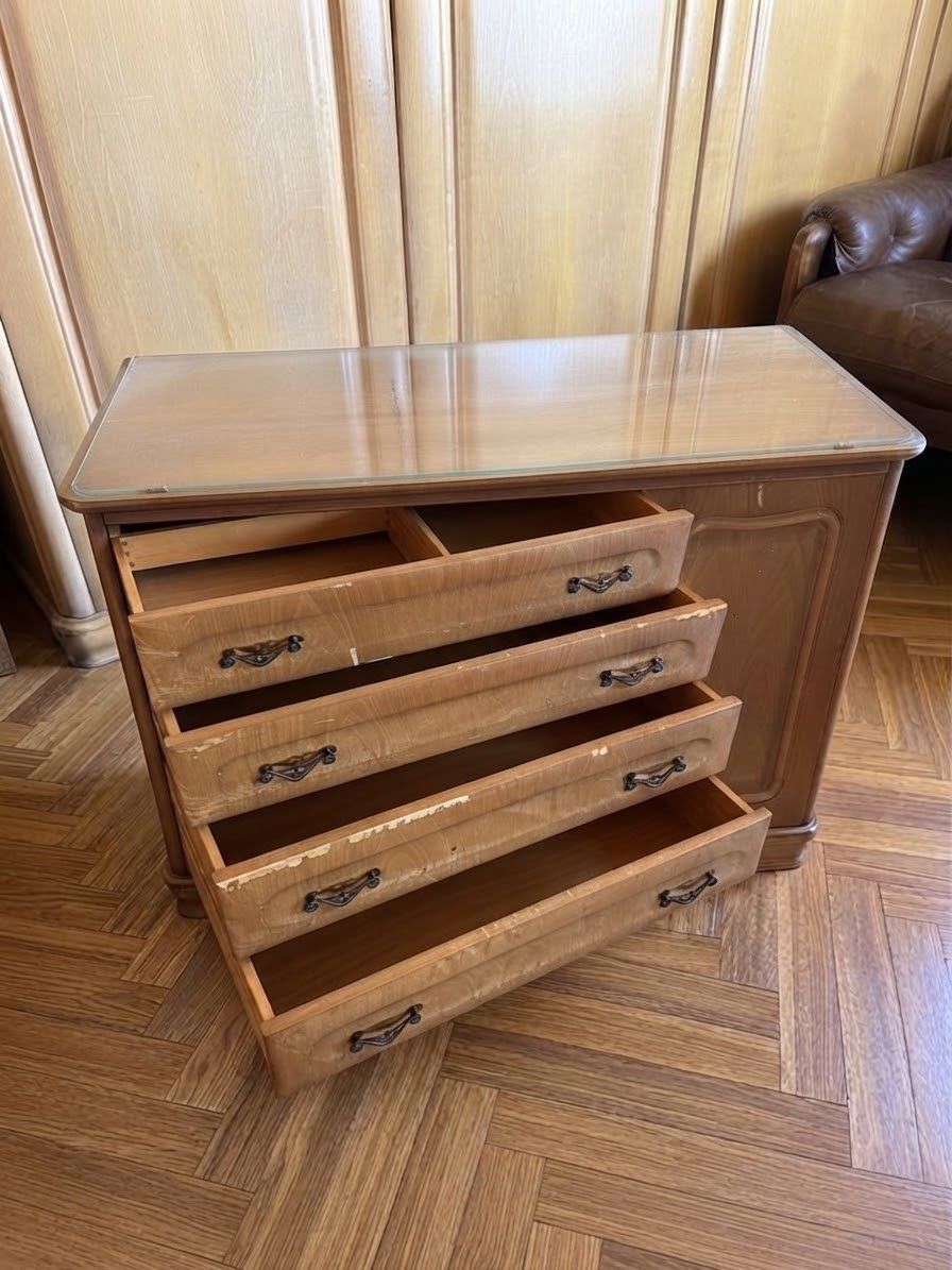 Cassettiere: Vintage Kommode / Sideboard Holz mit Glasplatte – Usato da Ins venduto da ab_80 1