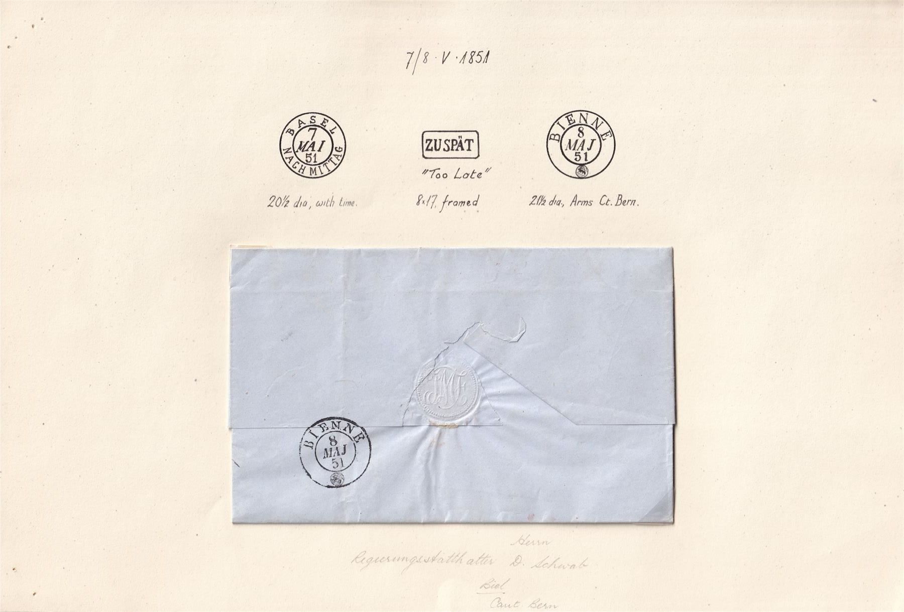 Tutti i francobolli: 1851 Faltbrief BASEL - BIEL – Usato da Endingen venduto da haifu 1