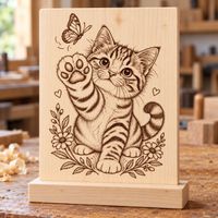 Katzenbild aus Holz 30 × 40 cm – Schweizer Handarbeit