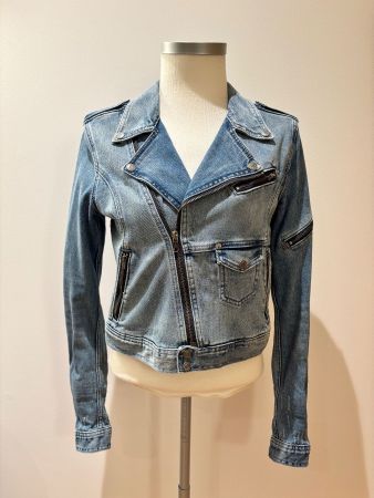 schöne Jeansjacke im Biker-Stil, Grösse 36