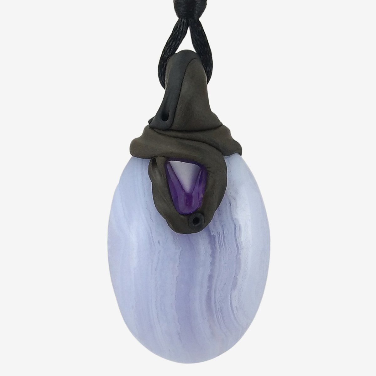 Minerali & Pietre curative: Chalcedon Stein Anhänger mit Amethyst – Nuovo e nell'imballaggio originale da Meilen venduto da Kaleidoskopia