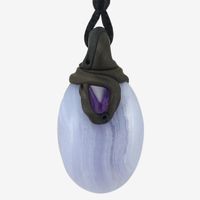 Chalcedon Stein Anhänger mit Amethyst