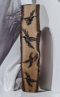 Holzdeko Unikat mit Vogel-Motiv,  Naturholz handgefertigt