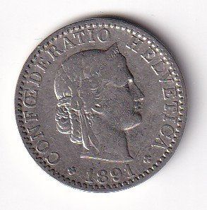 Tutti le monete: Schweiz 20 Rappen 1891 – Usato da Neuchâtel venduto da karlpierrino