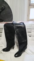 Elegante Overknee-Stiefel aus echtem Leder – Schwarz –Gr. 40