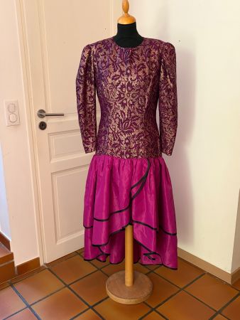 Tolles Abendkleid mit tiefer Taille, handgenäht, Unikat, S/M