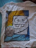 Weiss T-Shirt mit lustigem spongebob bedruck Grösse M,
