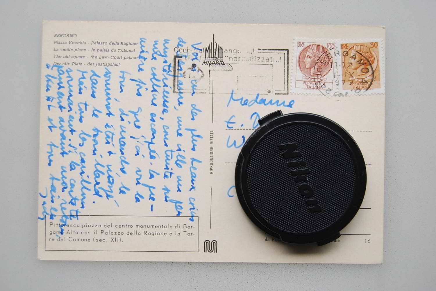 Ansichtskarten: AK Bergamo - Piazza Vecchia 1977 – Gebraucht aus Rüfenacht BE von Toro06 1