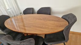 Esstisch oval Holz mit Metallgestell, sehr guter Zustand