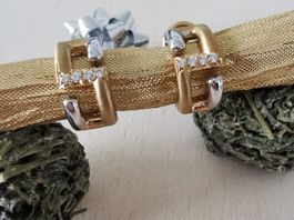 18Kt. WG/GG Brillant-Creolen  Schlichte moderne Eleganz