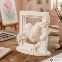 Heart in Frame Sculpture Romantic Decor - 3D Printed