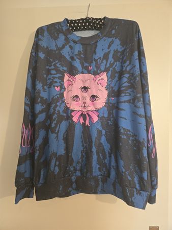 Cooler Pullover mit Katzenmotiv, Grösse M