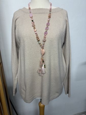Damen Basic Strick Pullover wolle Mischung beige m l