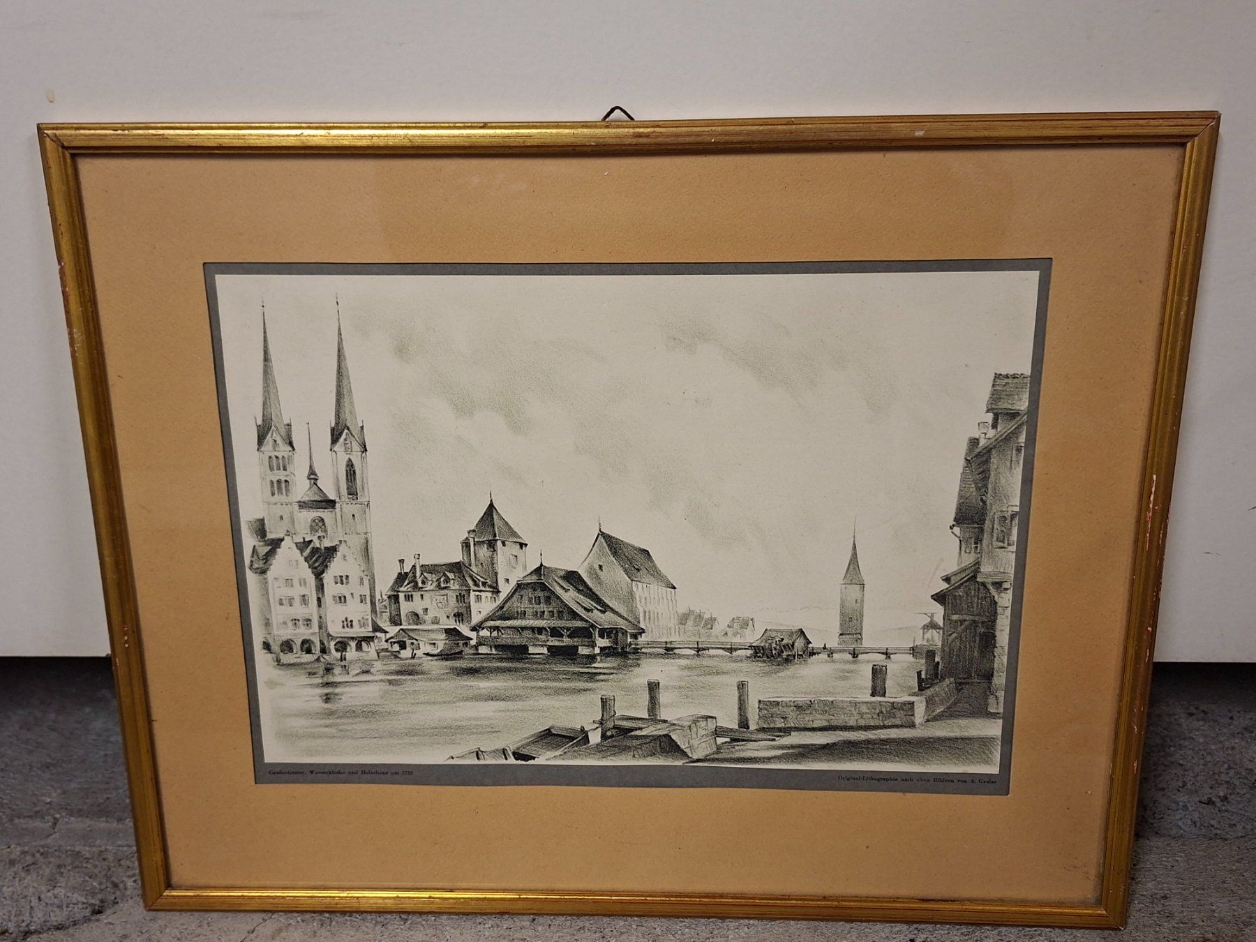 Grafica & Litografie: Original Lithographie A. Gysler -  mit Rahmen! – Usato da Schaffhausen venduto da meteor7 1