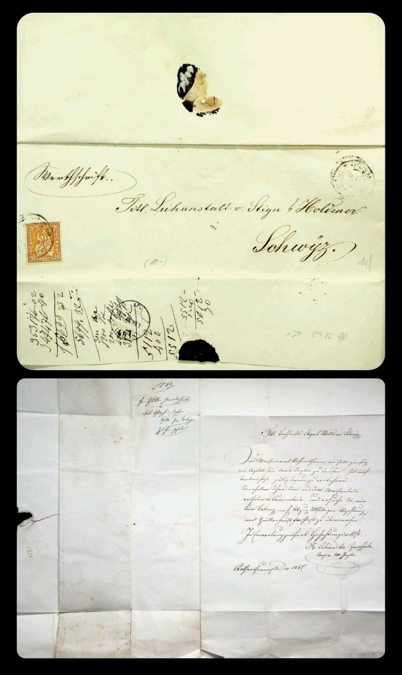 Tutti i francobolli: Rothenthurm nach Schwyz, 1867 – Usato da Unterägeri venduto da PhilatelieStudiger