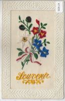 Souvenir - Blumen - Seidenkarte - gestickt