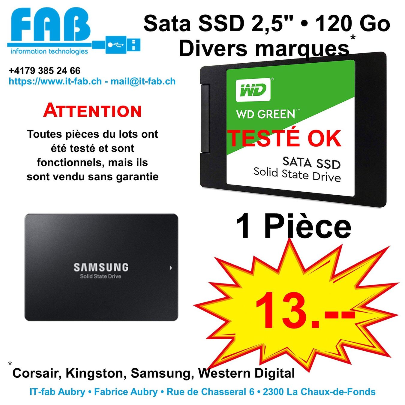 Harddisks: SSD  120 Go 2,5" • Divers marques – Gebraucht aus La Chaux-de-Fonds von it-fab