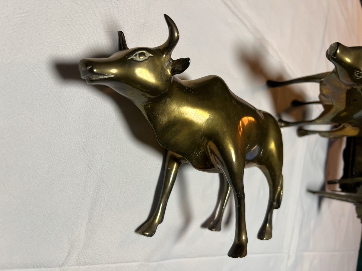 Figuren: Messing Ochsenwagen, asiatische Deko – Gebraucht aus Perlen von Chregle1 5