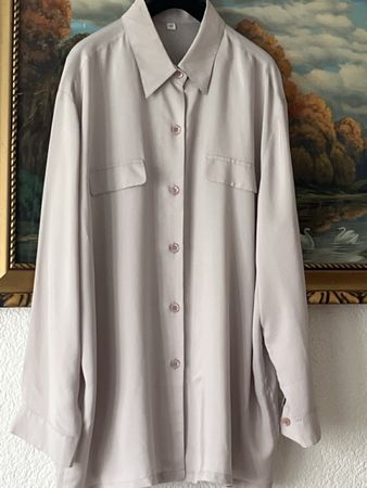 Seidenbluse💯Hellgrau von Grider Gereinigt Gr46(K6 neuwertig